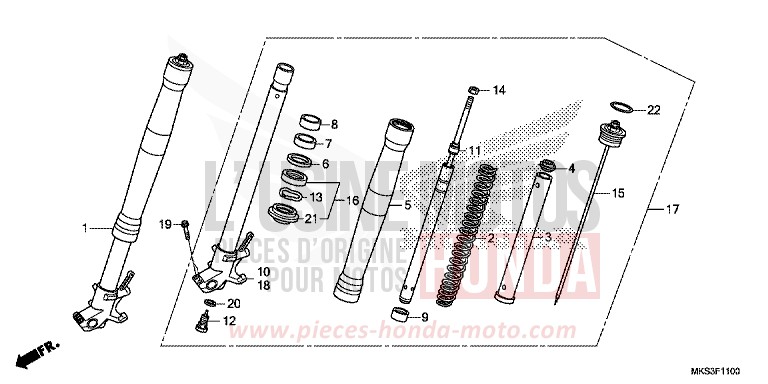 GABEL, VORNE (CRF1100A/A2/AL/AL2/D/D2/DL/DL2) von Africa Twin Schaltgetriebe GRAND PRIX RED (R380B) von 2020